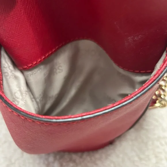 Michael Kors Red Tote Bag with Gold Accents - Picture 6 of 14